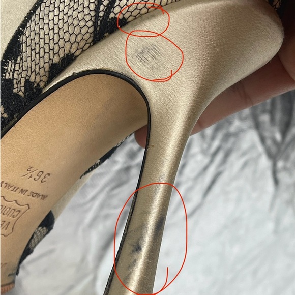 Pre-owned JIMMY CHOO Beige Satin Black Lace Detail Casual Boots - Picture 16 of 16